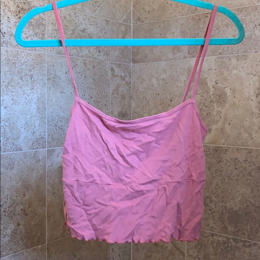 brandy melville salmon pink scalloped tank